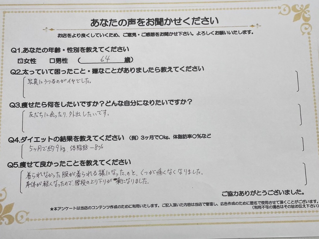 痩せて着れなかった服が着られるようになった！