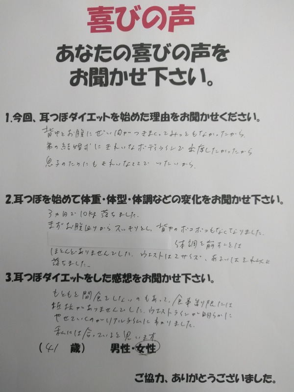 3ヶ月で10kg落ちました