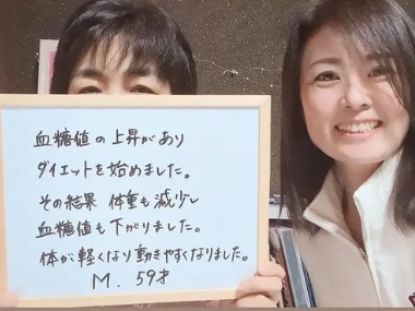 体重が減少し血糖値も下がりました。