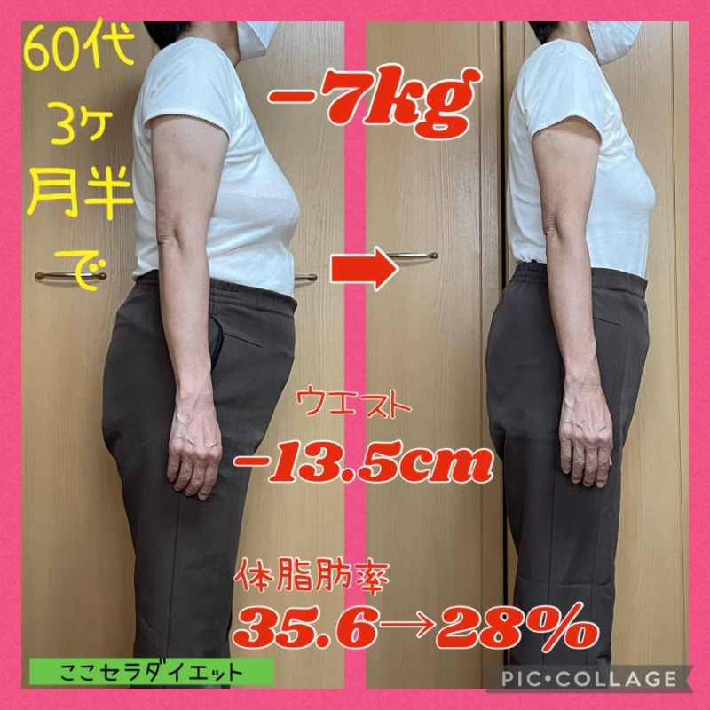 3ヶ月半で-7kg！後ろ姿も大変身！（60代）