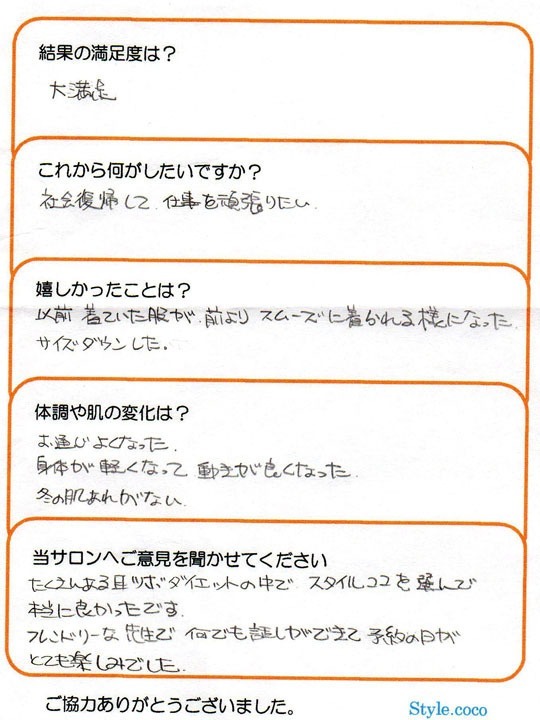 以前着ていた服が前よりスムーズに着られる様になった