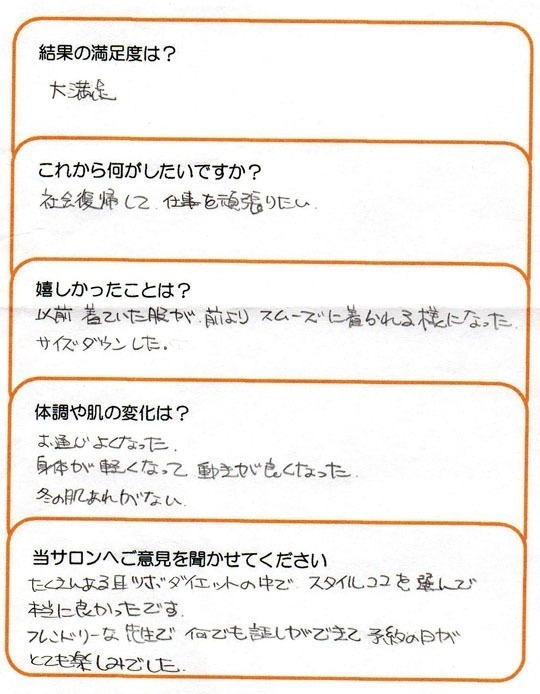 以前着ていた服が前よりスムーズに着られる様になった