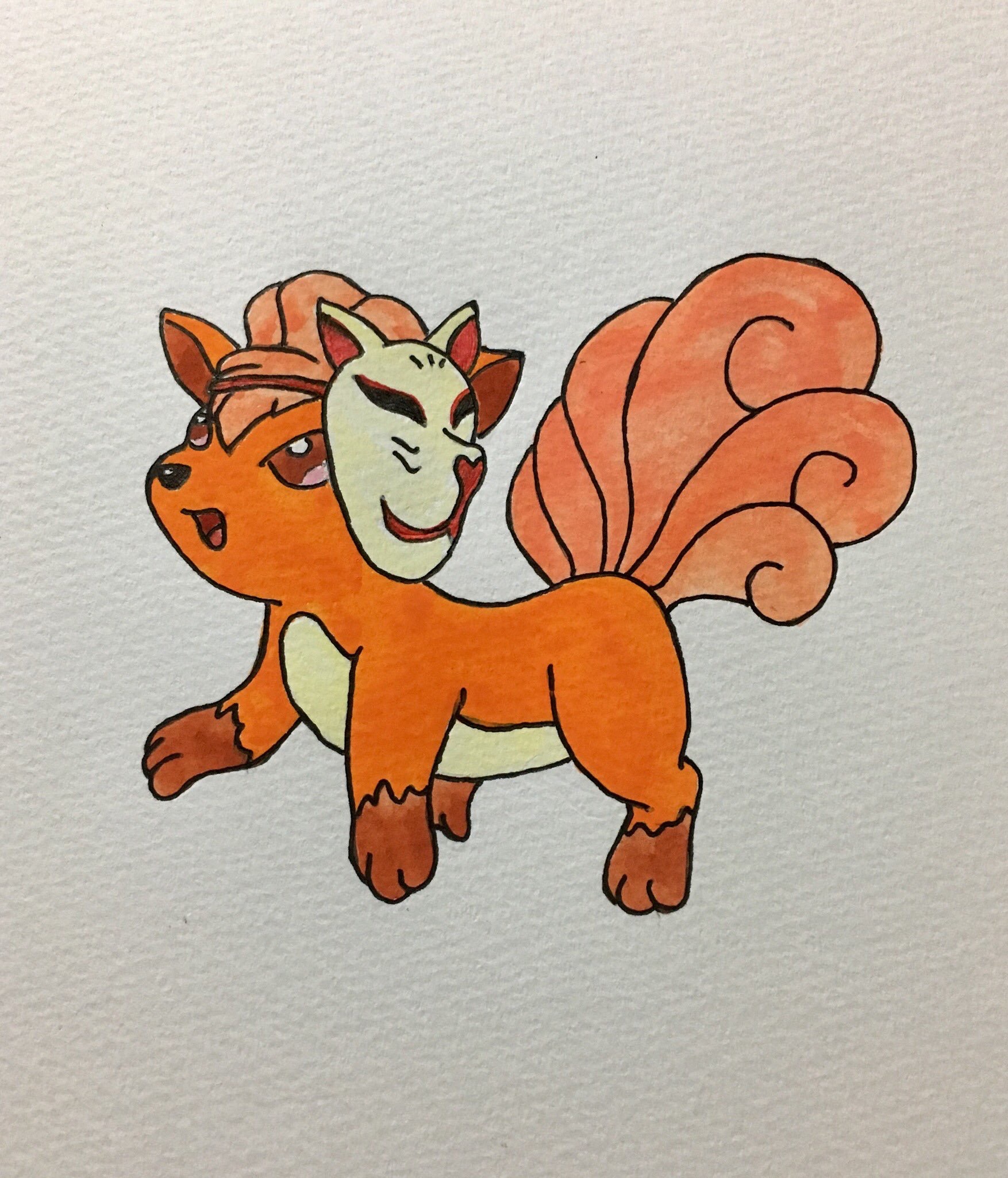 狐の仮面をつけたロコン