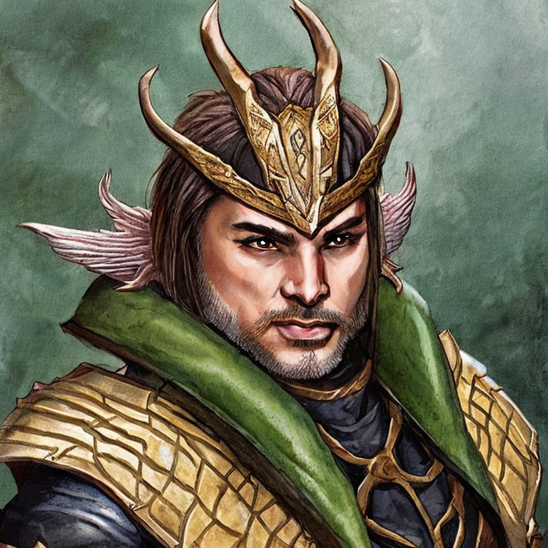 Dungeons and dragons character concept portrait. Male Fighter, Dragonborn race, dragon-skin, dragon-face, dragon-nose, dragon-ears, dragon-humanoid, a human with a dragon-head, He has the appearance of a green chameleon Lizard-folk. He wears the Cloak of Arachnida: A fine garment made of black silk interwoven with faint silvery threads, and under the cloak he wears common clothes . He is wielding A Sun Blade: a sword with a silver hilt and a blade of pure golden-white radiance that is thin as a wire. He has green eyes and a 1 single horn centered on his forehead., , intricate, elegant, highly detailed, digital painting, artstation, concept art, smooth, sharp focus, illustration, art by stable diffusion ai's favorite artists