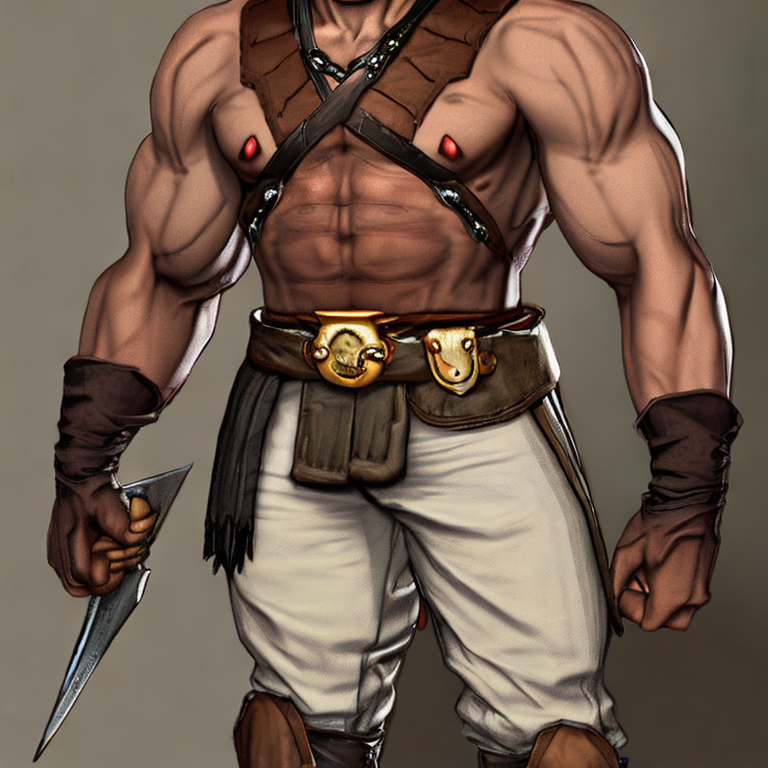 Dungeons and dragons character concept portrait. Male Orc race, Good tendencies, Blacksmith profession, leather apron, blacksmith clothes, no shirt, muscular arms, Working Class social class,   front-facing portrait, medium shot, intricate, elegant, highly detailed, digital painting, artstation, concept art, smooth, sharp focus, illustration, art by stable diffusion ai's favorite artists