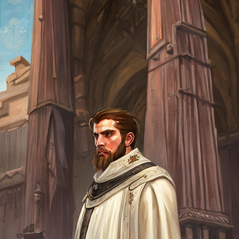 Fantasy character concept art. Male Cleric, Human race,   intricate, elegant, highly detailed, digital painting, artstation, concept art, smooth, sharp focus, illustration, art by stable diffusion ai's favorite artists