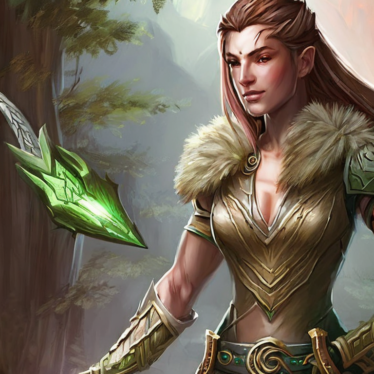 dungeon and dragons character, fighter class, Elf race, Green, hair upper body portrait, portrait, character concept art. Female fighter, dnd fighter,   intricate, elegant, highly detailed, digital painting, artstation, concept art, smooth, sharp focus, illustration, art by stable diffusion ai's favorite artists