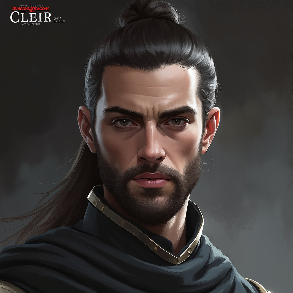 Dungeons and dragons character concept portrait. Male Cleric, Human race, Normal human anatomy and human face, non-fantasy features. Humans have strong jawline and rounded face features, with rounded eyes , intricate, elegant, highly detailed, digital painting, artstation, concept art, smooth, sharp focus, illustration, art by stable diffusion ai's favorite artists