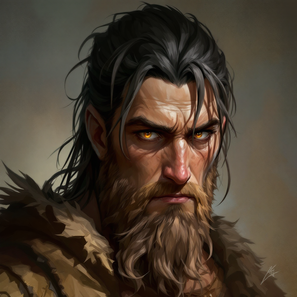 Dungeons and dragons character concept portrait. Male Barbarian, Human race, Normal human anatomy and human face, non-fantasy features. Humans have strong jawline and rounded face features, with rounded eyes Male, Dwarf, Ranger, , intricate, elegant, highly detailed, digital painting, artstation, concept art, smooth, sharp focus, illustration, art by stable diffusion ai's favorite artists