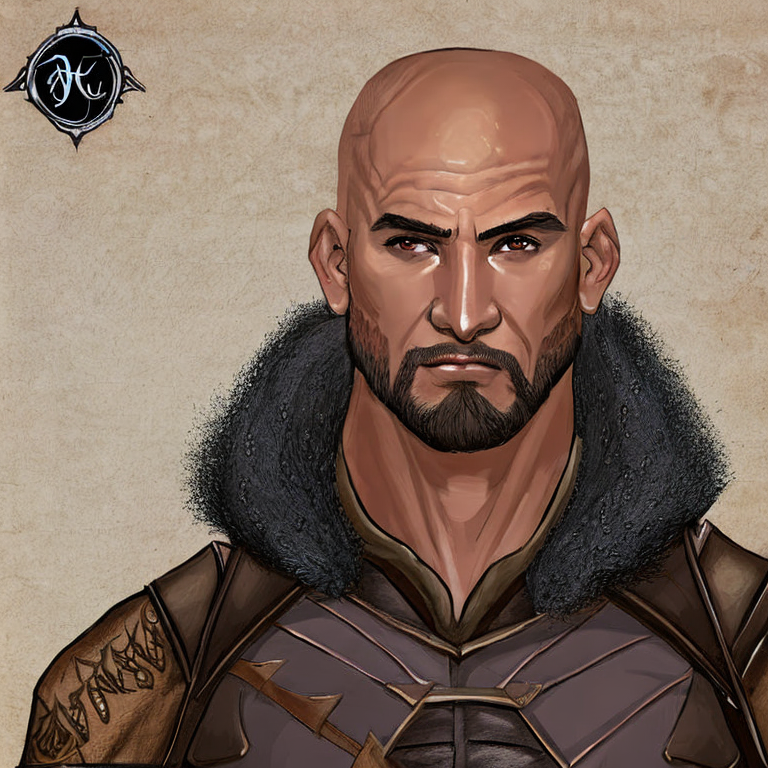 Fantasy character concept portrait. Male Warlock, Goliath race, d&d goliath 5e, with goliath tattoos on the face, upper body, upper-body, full head, head in frame, bald, face portrait, no beard,  intricate, elegant, highly detailed, digital painting, artstation, concept art, smooth, sharp focus, illustration, art by stable diffusion ai's favorite artists