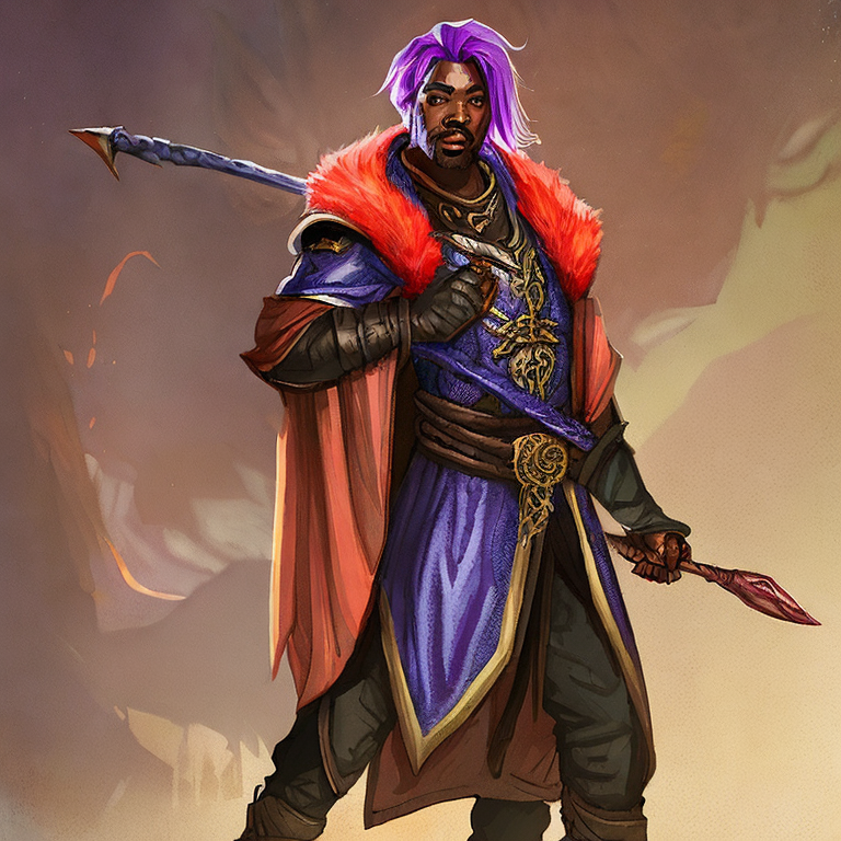 Dungeons and dragons character concept portrait. Male Sorcerer, Drow race,  male drow, red dragon sorcerer, robe, purple skin, red hair, with dragon horn, , intricate, elegant, highly detailed, digital painting, artstation, concept art, smooth, sharp focus, illustration, art by stable diffusion ai's favorite artists