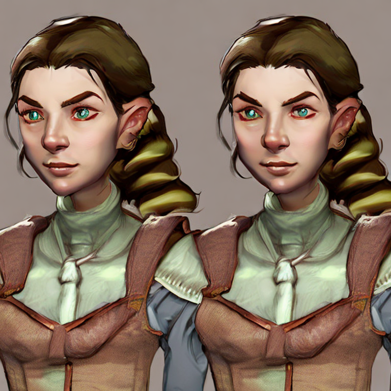 Dungeons and dragons character concept portrait. Female Human race, Good tendencies, Farmer profession, work clothes, farmer clothes, beige clothes, Professional social class,   front-facing portrait, medium shot, intricate, elegant, highly detailed, digital painting, artstation, concept art, smooth, sharp focus, illustration, art by stable diffusion ai's favorite artists