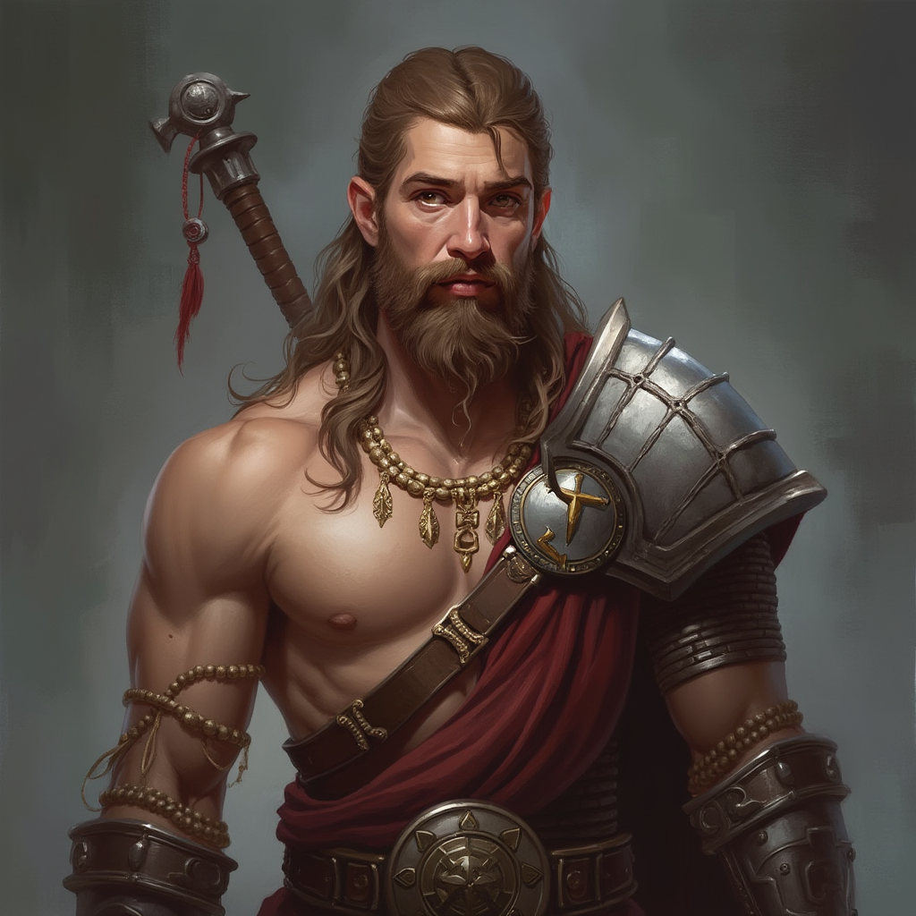 Dungeons and dragons character concept portrait. Male Barbarian, Human race, Normal human anatomy and human face, non-fantasy features. Humans have strong jawline and rounded face features, with rounded eyes , intricate, elegant, highly detailed, digital painting, artstation, concept art, smooth, sharp focus, illustration, art by stable diffusion ai's favorite artists