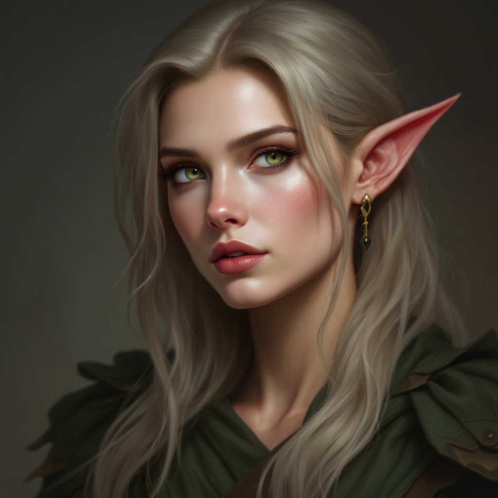 Dungeons and dragons character concept portrait. Female Bard, Half-Elf race, The half-elf is a tall, slender figure. They have a graceful appearance with high cheekbones. Their eyes are typically vibrant and round like human eyes , intricate, elegant, highly detailed, digital painting, artstation, concept art, smooth, sharp focus, illustration, art by stable diffusion ai's favorite artists