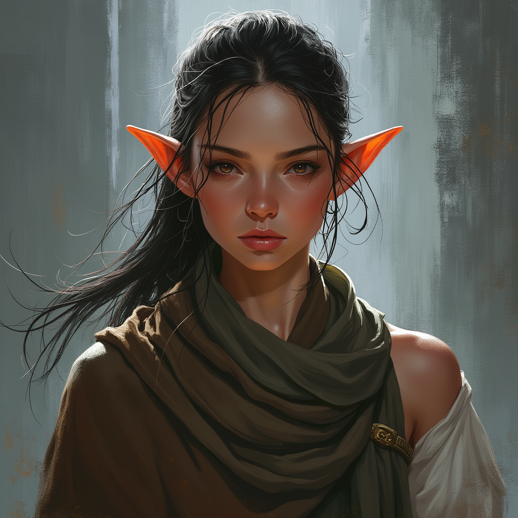 Dungeons and dragons character concept portrait. Female Monk, Elf race, The elf is a slender, athletic figure, standing about the same height as a human. Elves have bright eyes. Elves have angular features and angular eyes. Their hair long with loose hairstyle , intricate, elegant, highly detailed, digital painting, artstation, concept art, smooth, sharp focus, illustration, art by stable diffusion ai's favorite artists