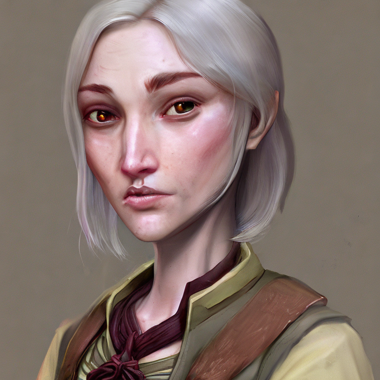 Dungeons and dragons character concept portrait. Female Human race, Good tendencies, Farmer profession, work clothes, farmer clothes, beige clothes, Professional social class,   front-facing portrait, medium shot, intricate, elegant, highly detailed, digital painting, artstation, concept art, smooth, sharp focus, illustration, art by stable diffusion ai's favorite artists