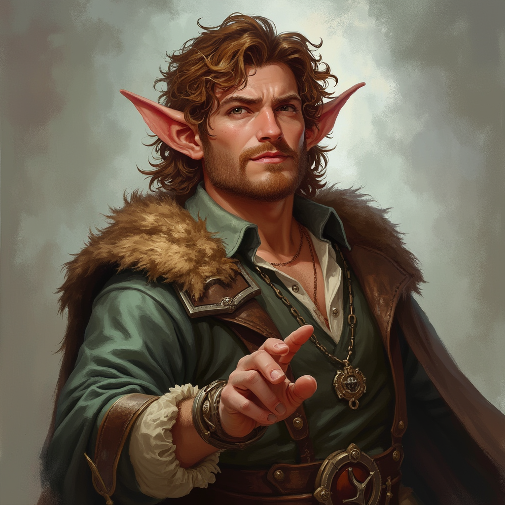 Dungeons and dragons character concept portrait. Male Sorcerer, Halflin race, The halfling is a stocky figure. They have a round face, large, expressive eyes, and a cheerful demeanor. Their hair is curly or wavy. Their attire feature earthy colors , intricate, elegant, highly detailed, digital painting, artstation, concept art, smooth, sharp focus, illustration, art by stable diffusion ai's favorite artists