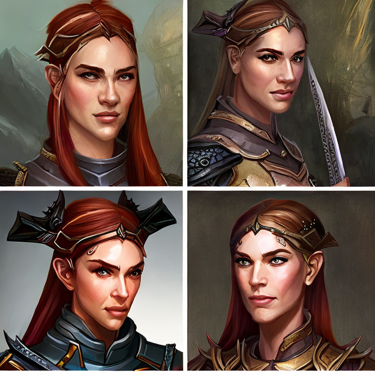 Dungeons and dragons character concept portrait. Female Fighter, Elf race,  female high elf fighter, , intricate, elegant, highly detailed, digital painting, artstation, concept art, smooth, sharp focus, illustration, art by stable diffusion ai's favorite artists