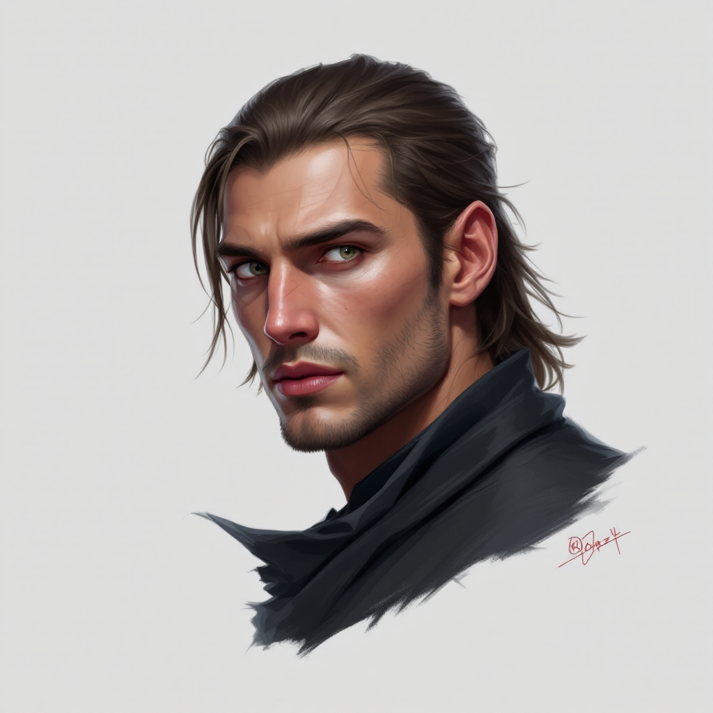 Dungeons and dragons character concept portrait. Male Rogue, Human race, Normal human anatomy and human face, non-fantasy features. Humans have strong jawline and rounded face features, with rounded eyes , intricate, elegant, highly detailed, digital painting, artstation, concept art, smooth, sharp focus, illustration, art by stable diffusion ai's favorite artists