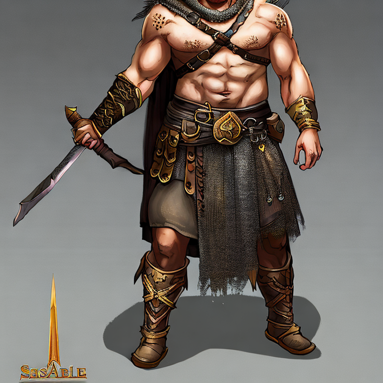 Fantasy character concept art. Male Barbarian, Half-Orc race,   intricate, elegant, highly detailed, digital painting, artstation, concept art, smooth, sharp focus, illustration, art by stable diffusion ai's favorite artists