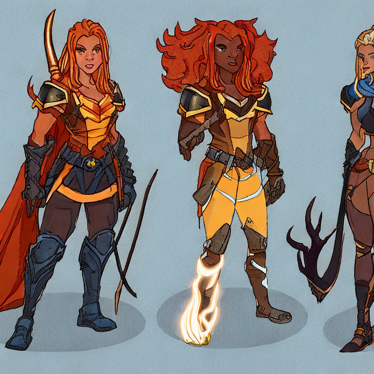 Dungeons and dragons character concept portrait. Female Paladin, Tiefling race,  Tiefling female, muscular and stocky, orange-gold skin, bright flamelike blue-white eyes, wavy fire-engine red hair in messy braids, gold-white twelve point antler-like horns, UNARMORED, simple rugged clothing, a large hammer on her back, affable friendly smile, carved wooden shield, , intricate, elegant, highly detailed, digital painting, artstation, concept art, smooth, sharp focus, illustration, art by stable diffusion ai's favorite artists