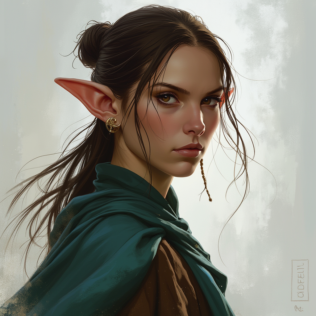 Dungeons and dragons character concept portrait. Female Monk, Elf race, The elf is a slender, athletic figure, standing about the same height as a human. Elves have bright eyes. Elves have angular features and angular eyes. Their hair long with loose hairstyle , intricate, elegant, highly detailed, digital painting, artstation, concept art, smooth, sharp focus, illustration, art by stable diffusion ai's favorite artists
