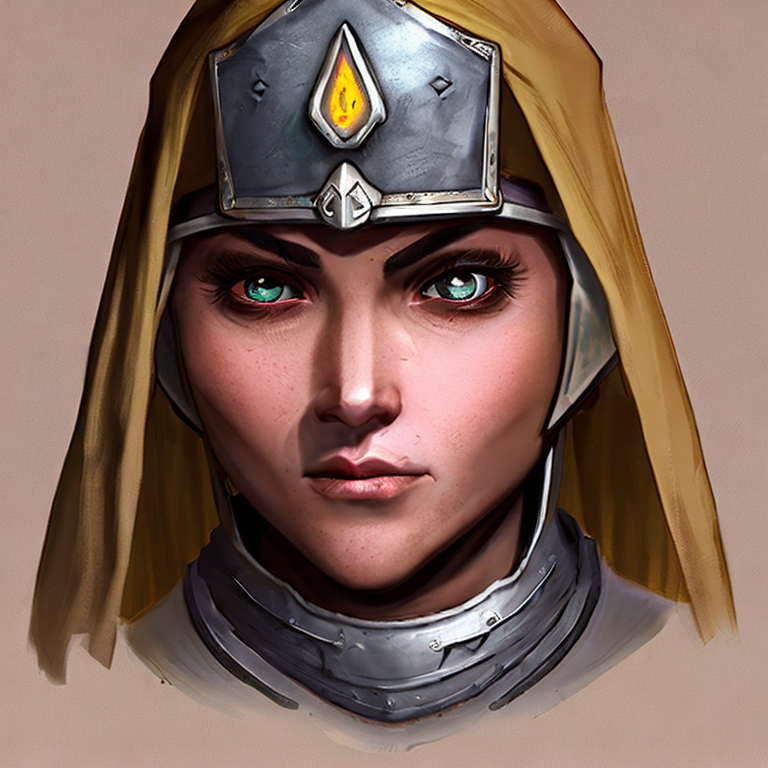 Dungeons and dragons character concept portrait. Female Human race, Good tendencies, Soldier profession, armor, soldier light armor, soldier helmet, medieval helmet, Martial social class,  A human female caravan guard,  front-facing portrait, medium shot, intricate, elegant, highly detailed, digital painting, artstation, concept art, smooth, sharp focus, illustration, art by stable diffusion ai's favorite artists