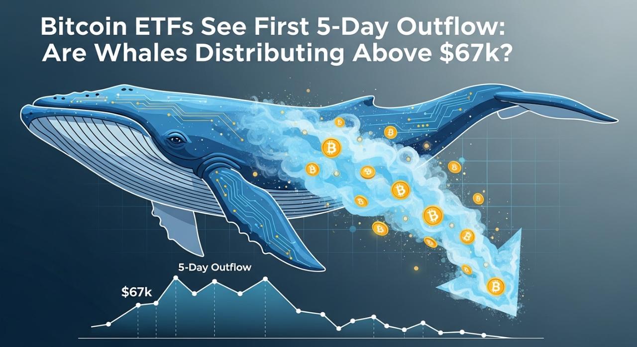Bitcoin ETFs Bleed for 5 Days: Are Whales Cashing Out Above $67k?