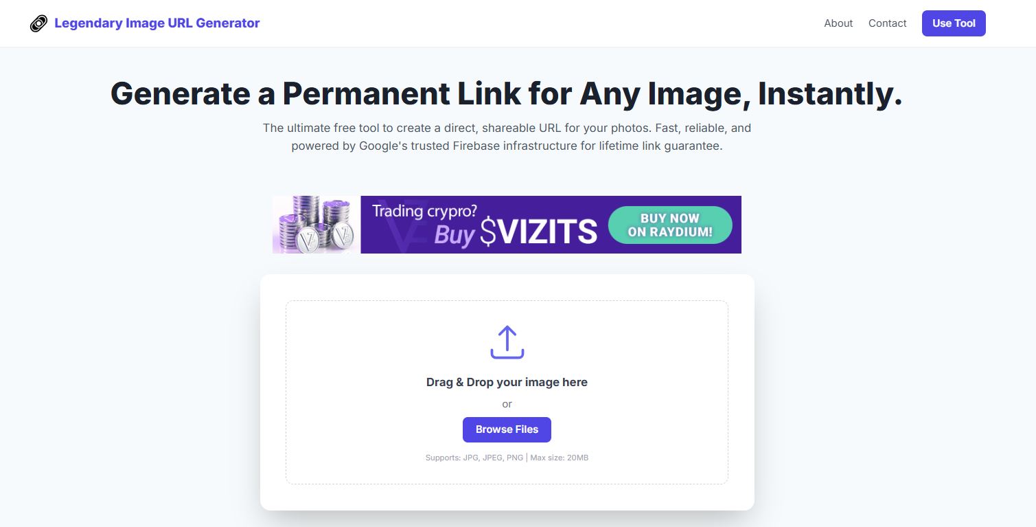 Homepage of the Image URL Generator
