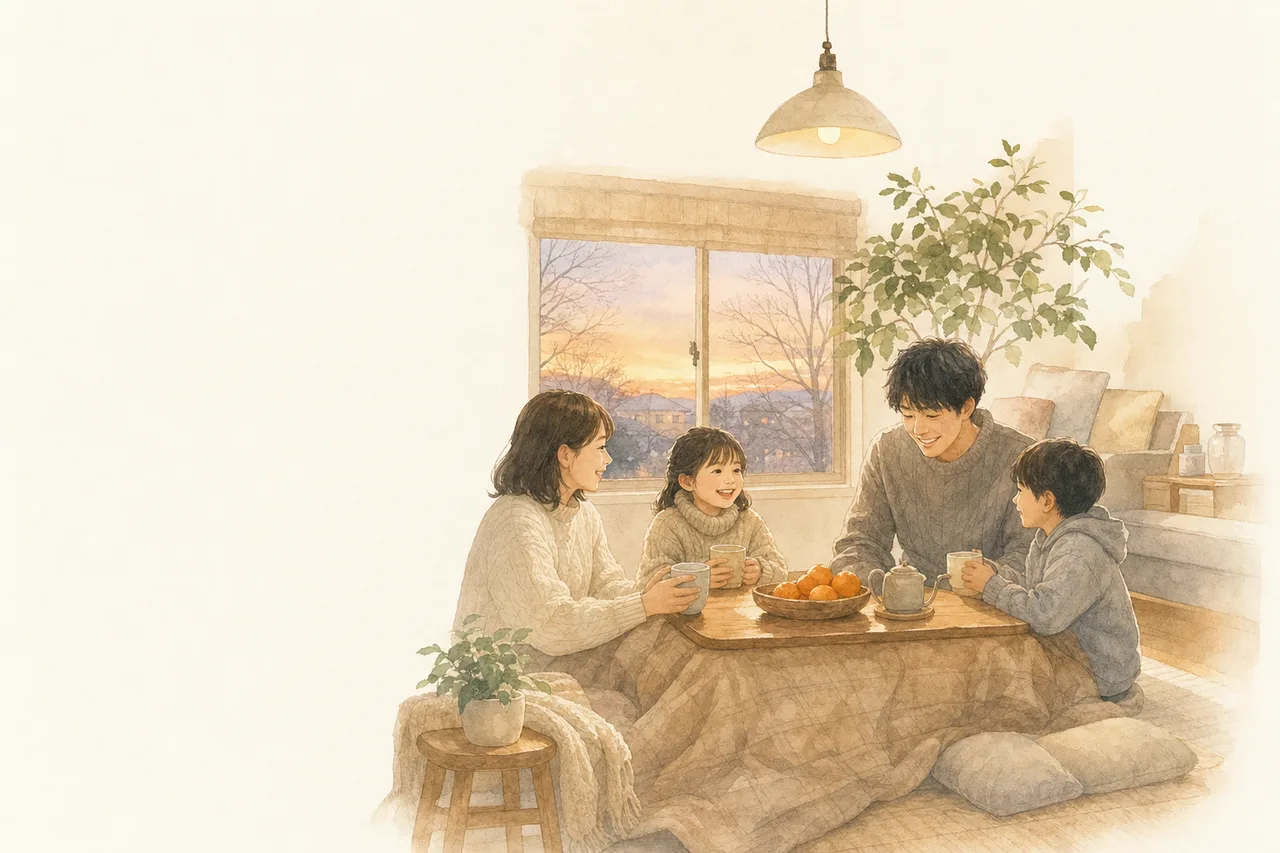 冬の温かな団らん 0148。季節・行事をテーマにした、広告・Web・記事制作に使いやすい素材です。