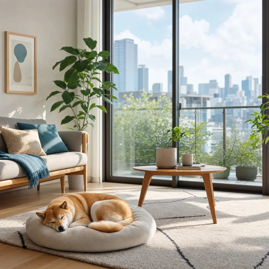 家でくつろぐ犬 0171。動物をテーマにした、広告・Web・記事制作に使いやすい素材です。