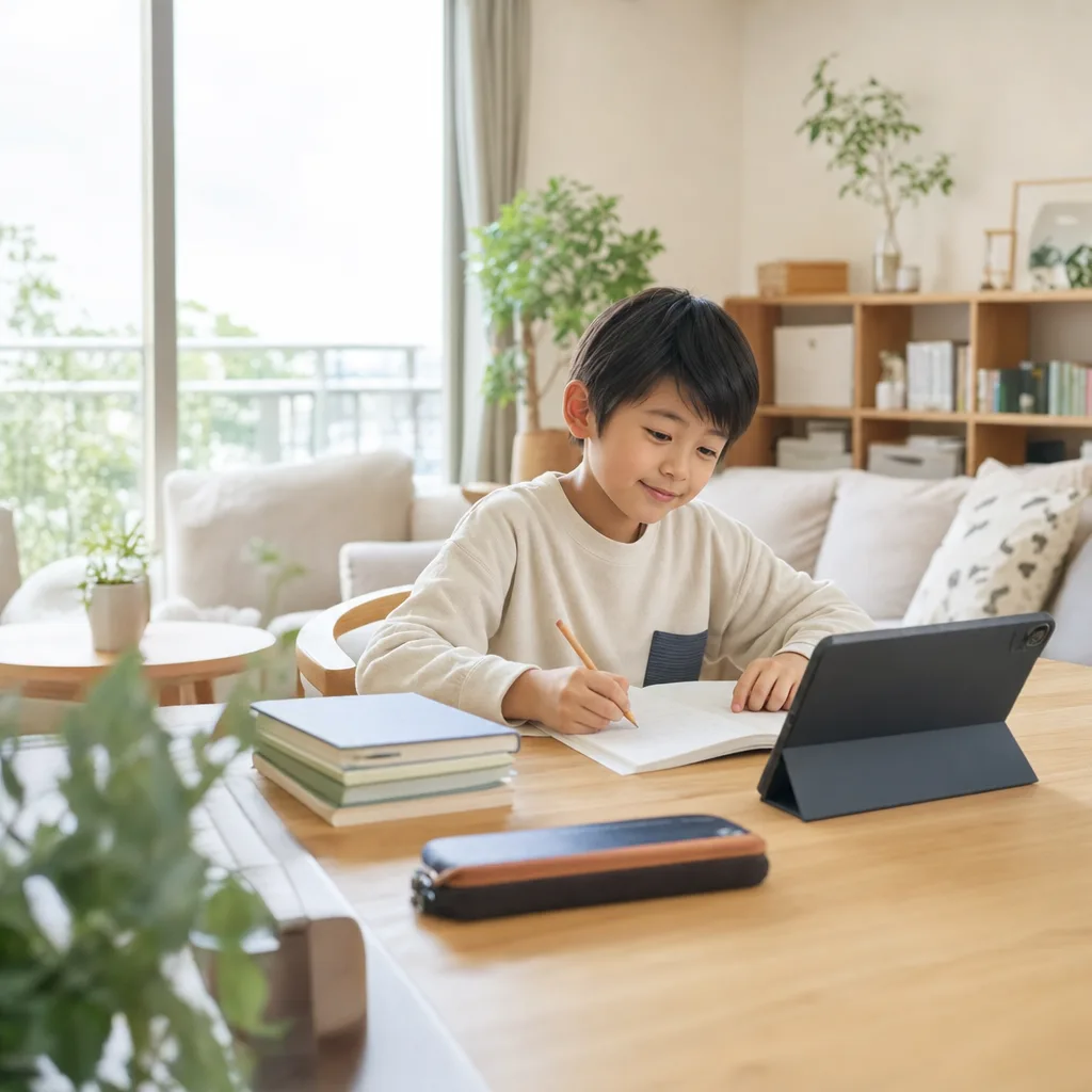 自宅で学ぶ子ども 0241。教育をテーマにした、広告・Web・記事制作に使いやすい素材です。