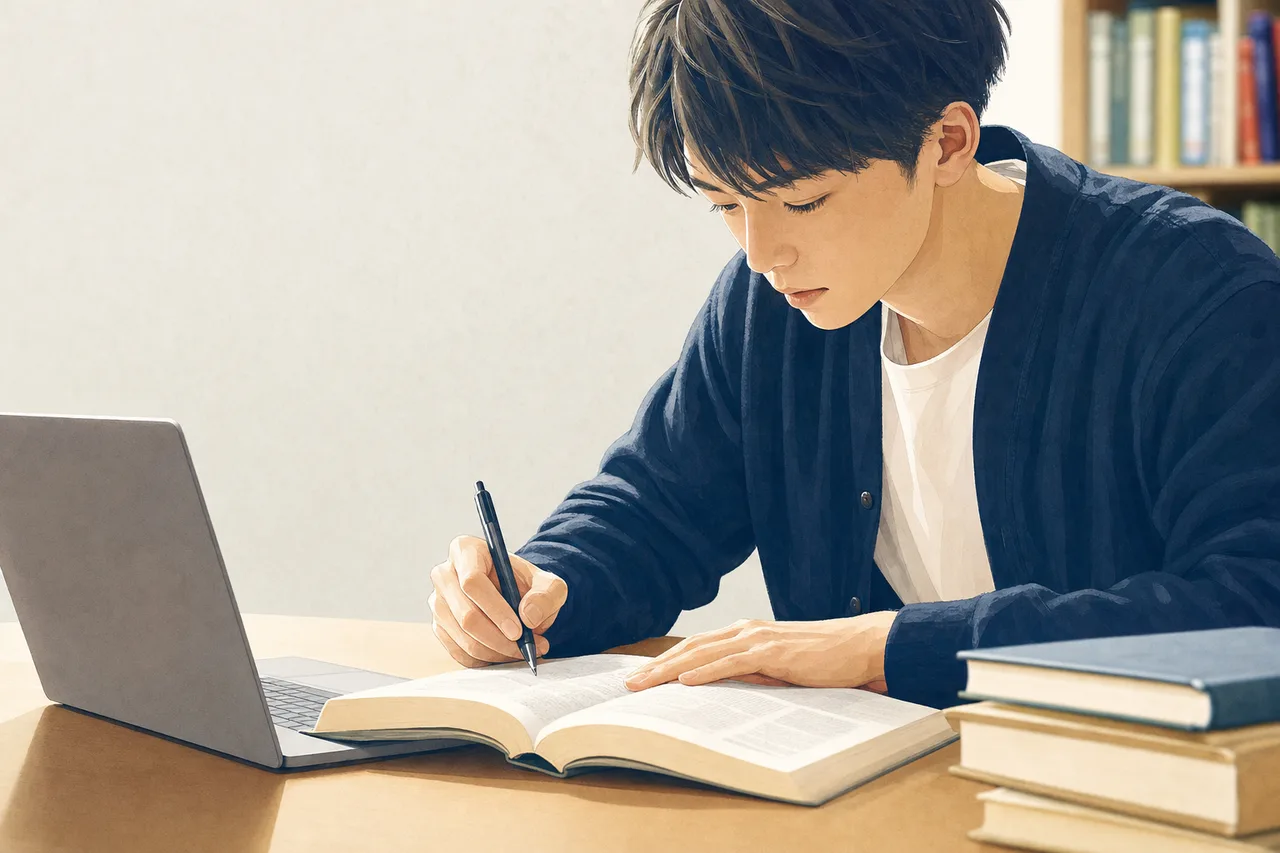 図書館で調べ物をする学生 0265。教育をテーマにした、広告・Web・記事制作に使いやすい素材です。
