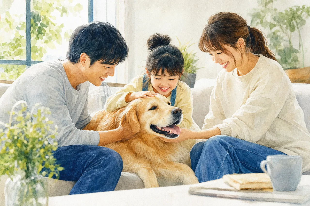 動物と暮らす家族 0267。動物をテーマにした、広告・Web・記事制作に使いやすい素材です。