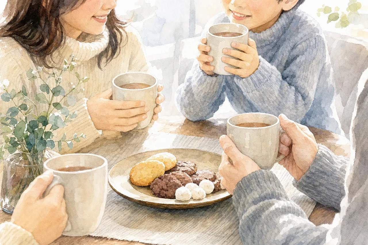 冬の温かな団らん 0268。季節・行事をテーマにした、広告・Web・記事制作に使いやすい素材です。