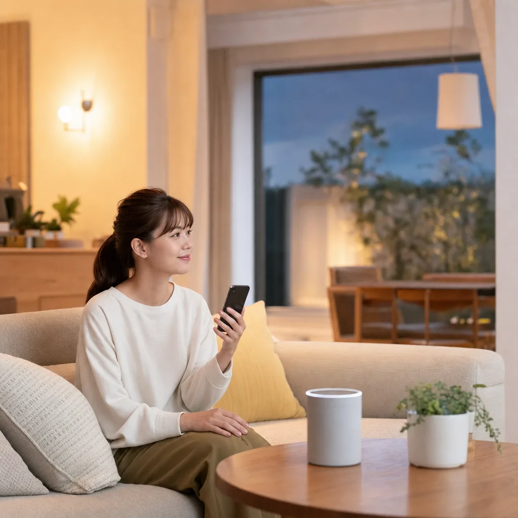 スマートホームのある生活 0311。テクノロジーをテーマにした、広告・Web・記事制作に使いやすい素材です。