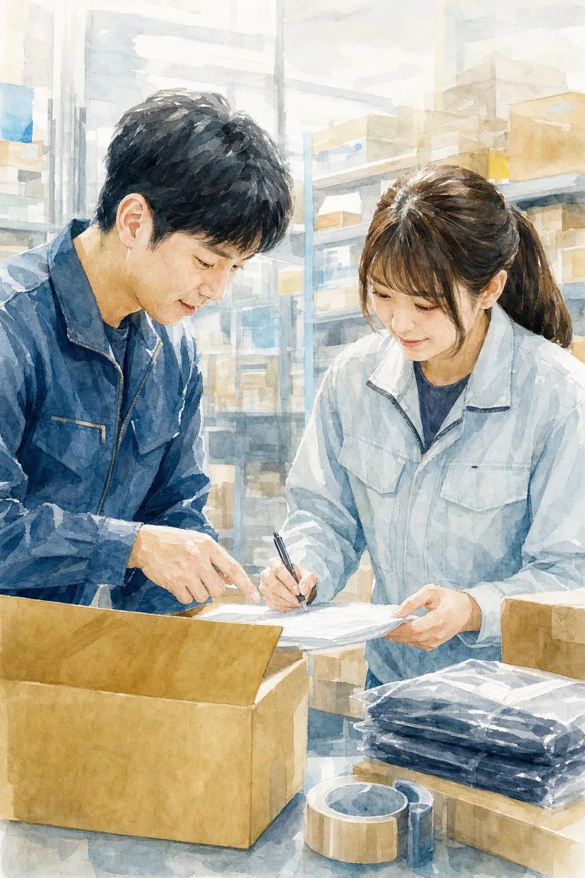 物流現場の協働 0330。ビジネスをテーマにした、広告・Web・記事制作に使いやすい素材です。