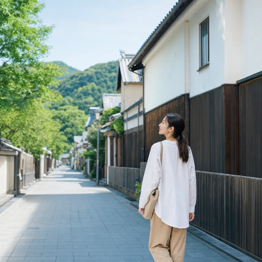 日本の地方都市を歩く旅人 0346。旅行をテーマにした、広告・Web・記事制作に使いやすい素材です。