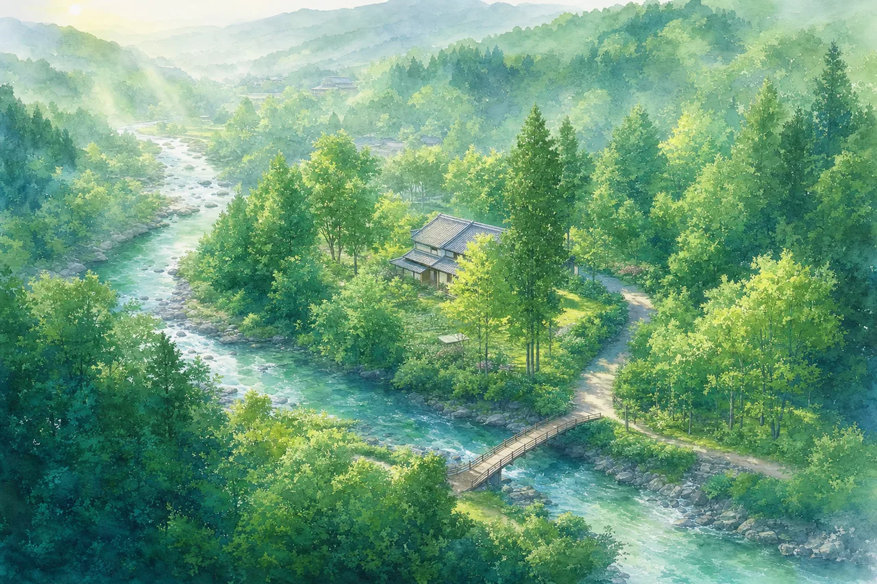 雨上がりの緑豊かな森 0357。自然をテーマにした、広告・Web・記事制作に使いやすい素材です。