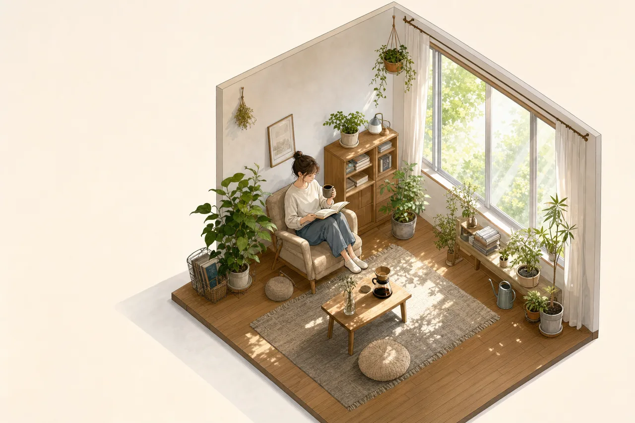 趣味を楽しむ一人時間 0367。ライフスタイルをテーマにした、広告・Web・記事制作に使いやすい素材です。