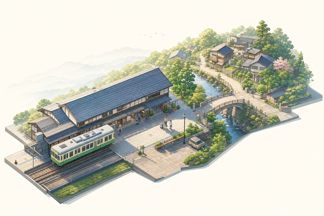 駅から始まる小旅行 0370。旅行をテーマにした、広告・Web・記事制作に使いやすい素材です。