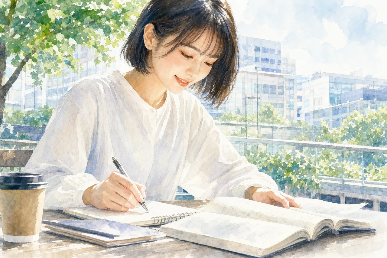 学びを楽しむ学生 0389。人物をテーマにした、広告・Web・記事制作に使いやすい素材です。