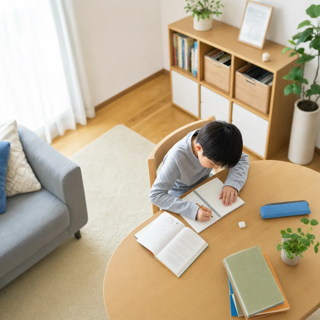 自宅で学ぶ子ども 0421。教育をテーマにした、広告・Web・記事制作に使いやすい素材です。