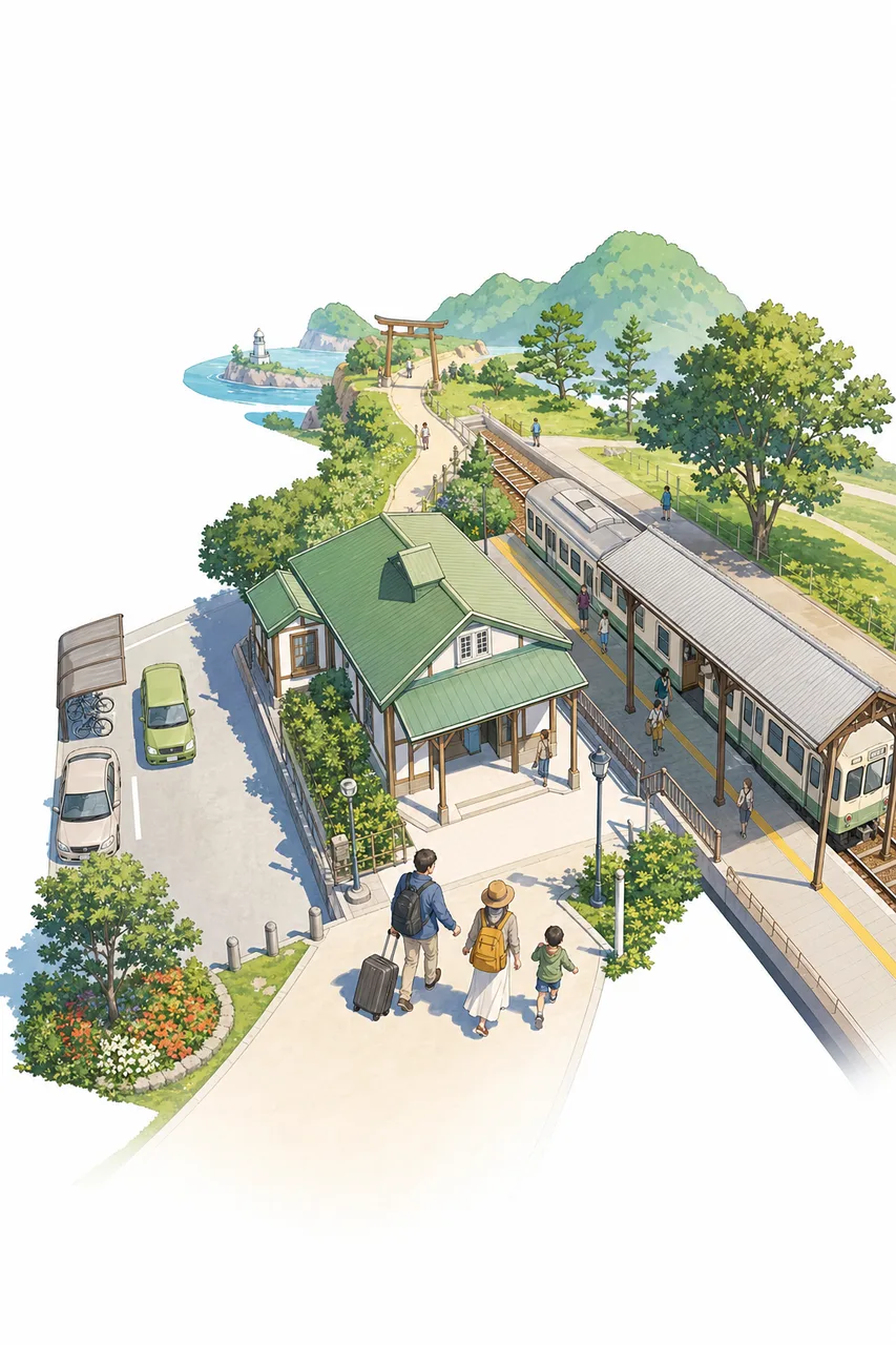 駅から始まる小旅行 0430。旅行をテーマにした、広告・Web・記事制作に使いやすい素材です。