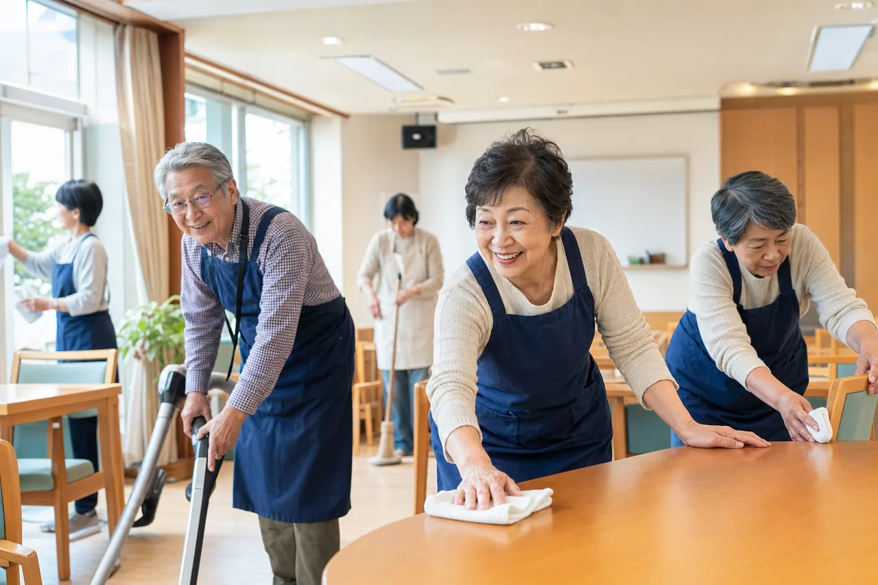 地域活動に参加するシニア 0437。人物をテーマにした、広告・Web・記事制作に使いやすい素材です。
