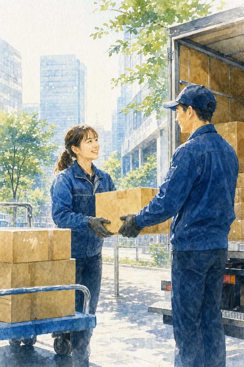 物流現場の協働 0450。ビジネスをテーマにした、広告・Web・記事制作に使いやすい素材です。