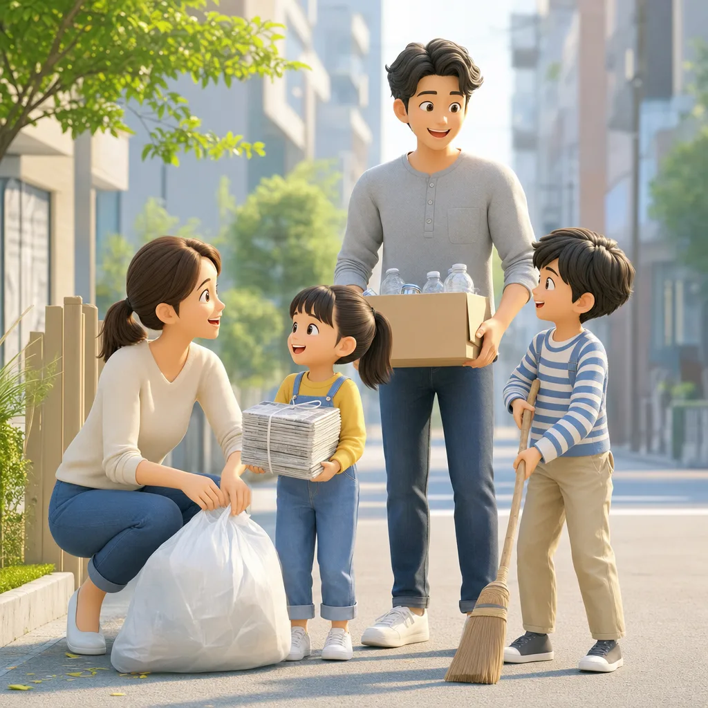 家事を分担する家族 0451。ライフスタイルをテーマにした、広告・Web・記事制作に使いやすい素材です。