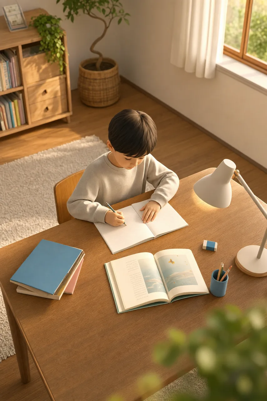 自宅で学ぶ子ども 0481。教育をテーマにした、広告・Web・記事制作に使いやすい素材です。