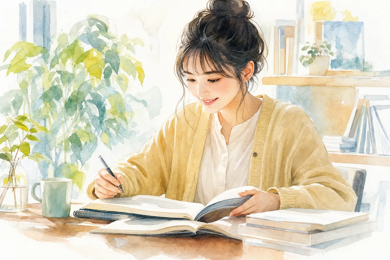 学びを楽しむ学生 0509。人物をテーマにした、広告・Web・記事制作に使いやすい素材です。