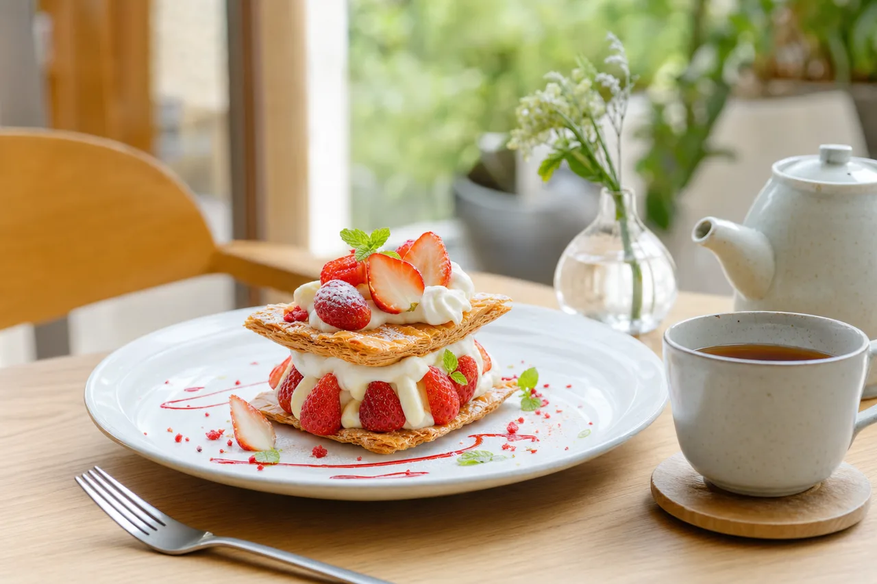 カフェのデザート 0512。食べ物をテーマにした、広告・Web・記事制作に使いやすい素材です。